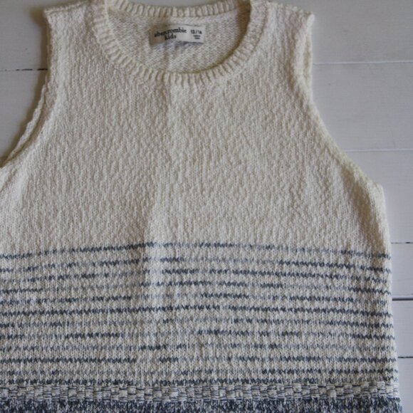 Abercrombie Kids Knit White and Blue Sweater Vest - Picture 1 of 7